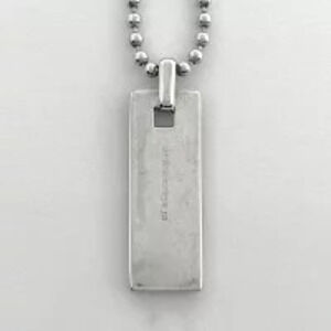 Tiffany Co Square Plate Necklace Studs Ball Chain Sterling Silver